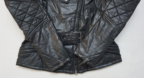 Belstaff Womens Biker Jacket Racer Slim Belted Lined Waxed Cotton Blend Black 42 - Picture 7 of 20