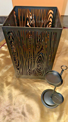 Neu! OVP! PartyLite Windlicht Wood Grain P93830 + Teelicht GRATIS