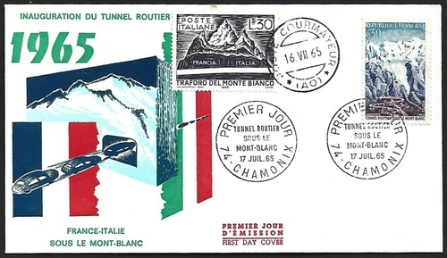 (AOP) France / Italy 1965 Mont Blanc combination FDC