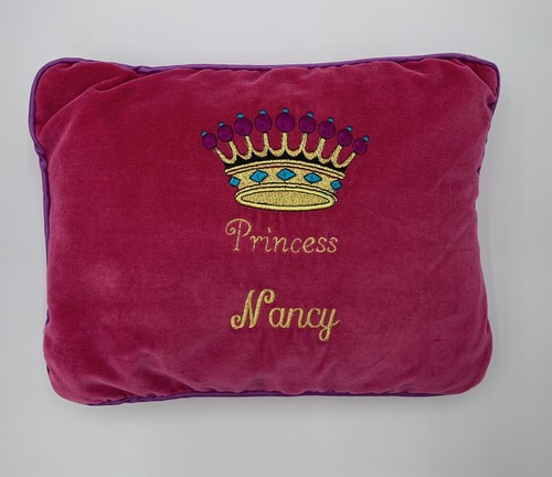 Princess Fancy Nancy Throw Pillow Fuchsia Pink Crown Little Girl Bedroom - Picture 1 of 3