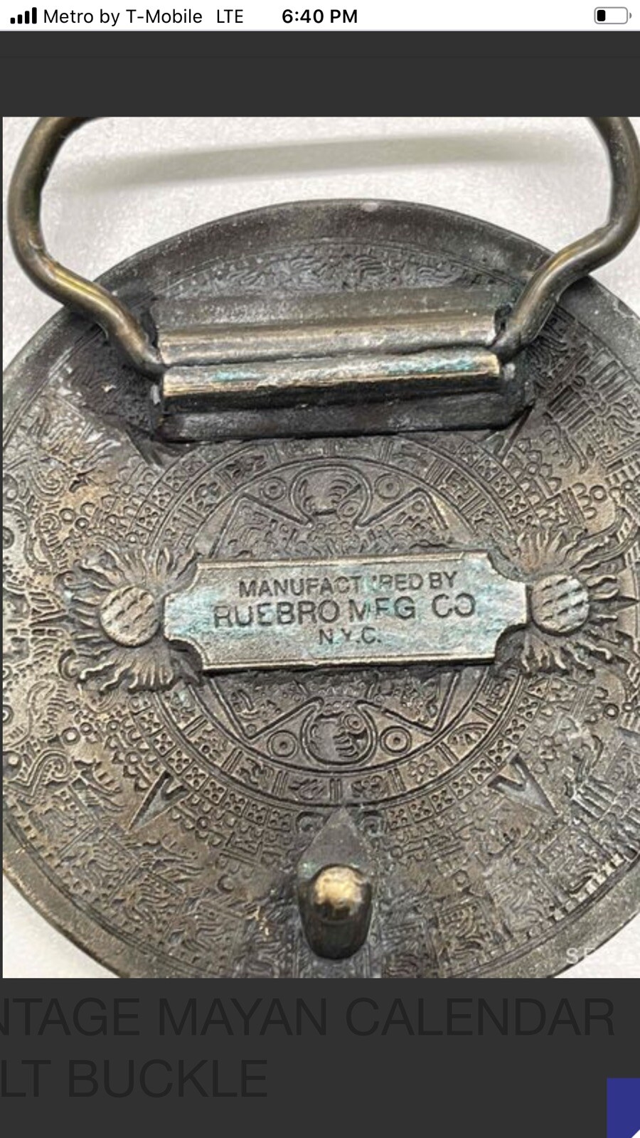 1974 BERGAMOT Brass Work Vintage Aztec Mayan Sun Dial Calendar Belt BUCKLE USA image 2