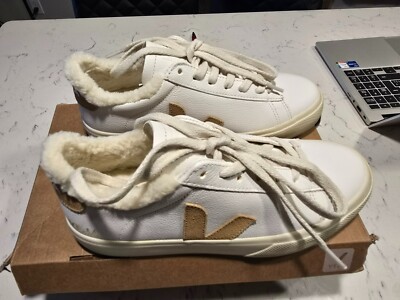 Veja Campo Winter Sneakers Shearling Lined White Leather Tan Suede Size 11 Women main image 4
