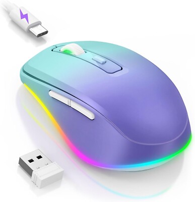 Kabellose Maus LED Wiederaufladbar mit Mausbeweger Leise 2,4G USB Funkmaus C314