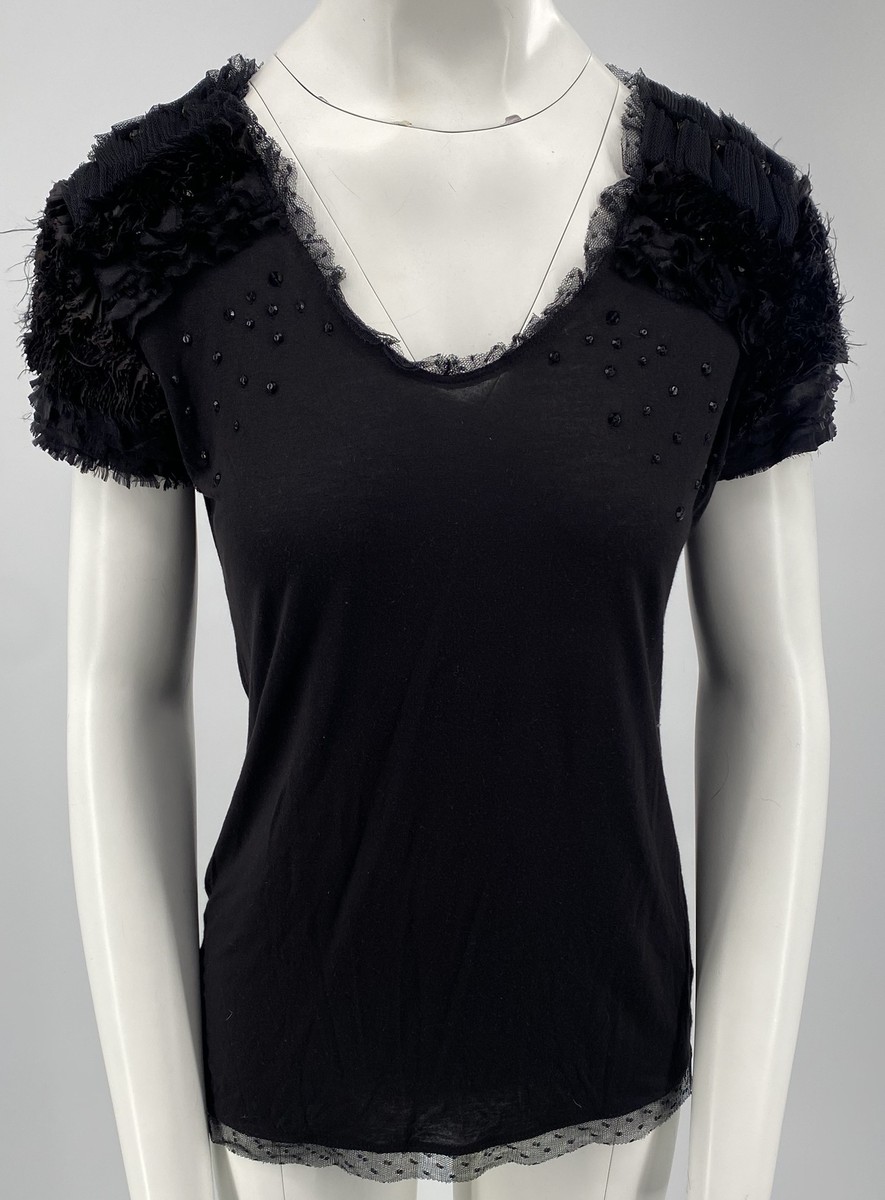 Tシャツ・カットソー VALENTINO Valentino shirt with flower patch Valentino Men's Flower Embroidery T-Shirt in Nero Valentino
