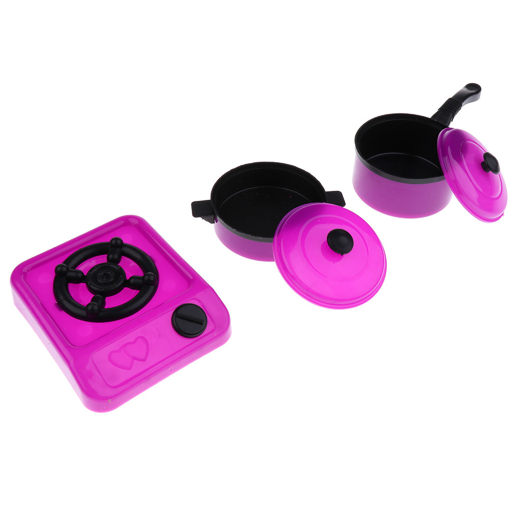 9 Pieces Plastic Pots and Pans Cookware Playset for Kids Pretend Play