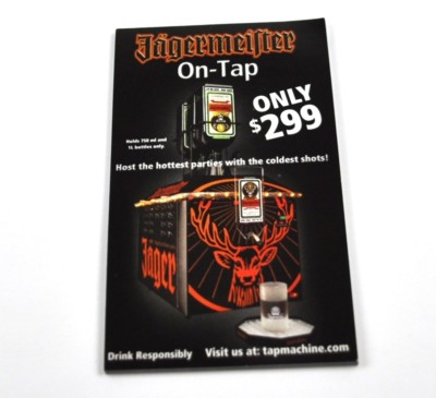 Jägermeister USA Block mit Werbezetteln für Zapfanlage