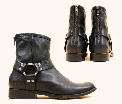 Frye Black Leather Harness Ankle Boots with Ring Detail Frye Women main image 3