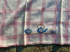 vintage LINEN Hand Embroidered Tea Kitchen Towel Pink linen Cross Stitch Tea Pot — photo 2