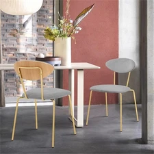 Armen Living Neo 18" Modern Velvet Dining Room Chairs in Gray/Gold (Set of 2)