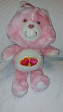 Vintage Care Bears Kenner 1983 Love-a-Lot Bear Stuffed Plush Pink Hearts