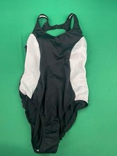 Vtg Venus Swimsuit High Cut Black White Colorblock Y2k One Piece Sz 12 Large