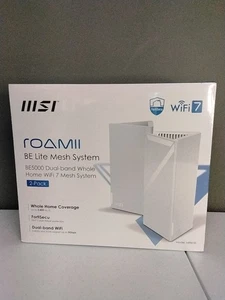 New&Sealed! MSI Roamii BE Lite Mesh System - 2 Pack WiFi 7, BE 5000, 5,800 sq.ft