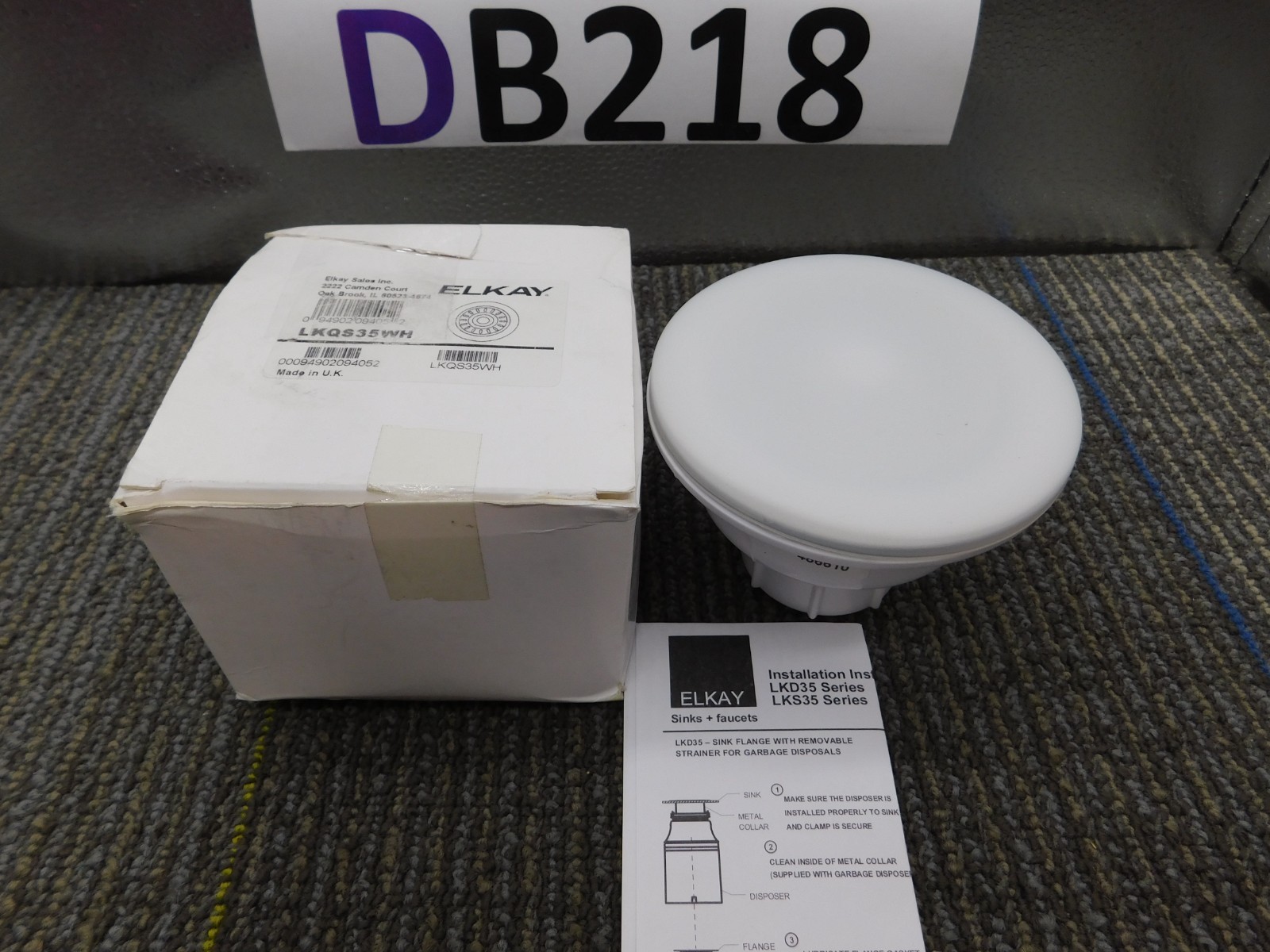NEW Elkay LKQS35WH Polymer Drain Fitting For 3-1/2 Basket Strainer Opening White