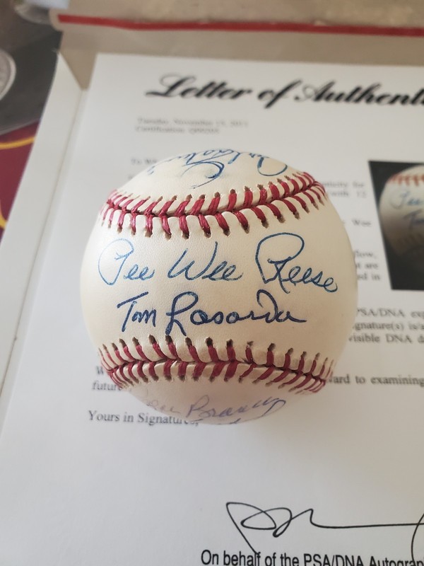 Dodger Greats Autographed Signed Baseball Ball PSA COA Lasorda Koufax Reese 