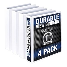 Samsill 1.5 Inch Heavy Duty 3 Ring Binders Eco Friendly White Made in USA