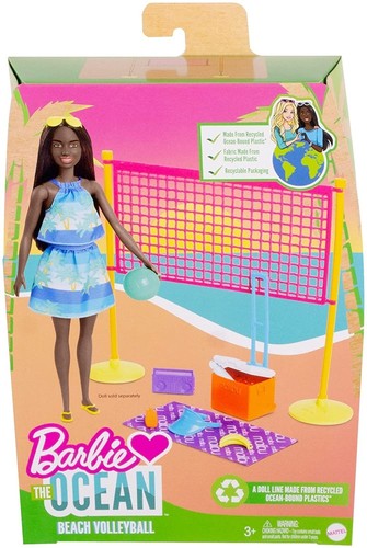 BARBIE THE OCEAN Bambola 30cm BEACH WOLLEY AFRO Mattel GYG16 - Foto 2 di 6