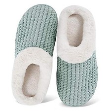 Women's Slippers Comfort Memory Foam House Slippers Plush 9.5-10.5 Green