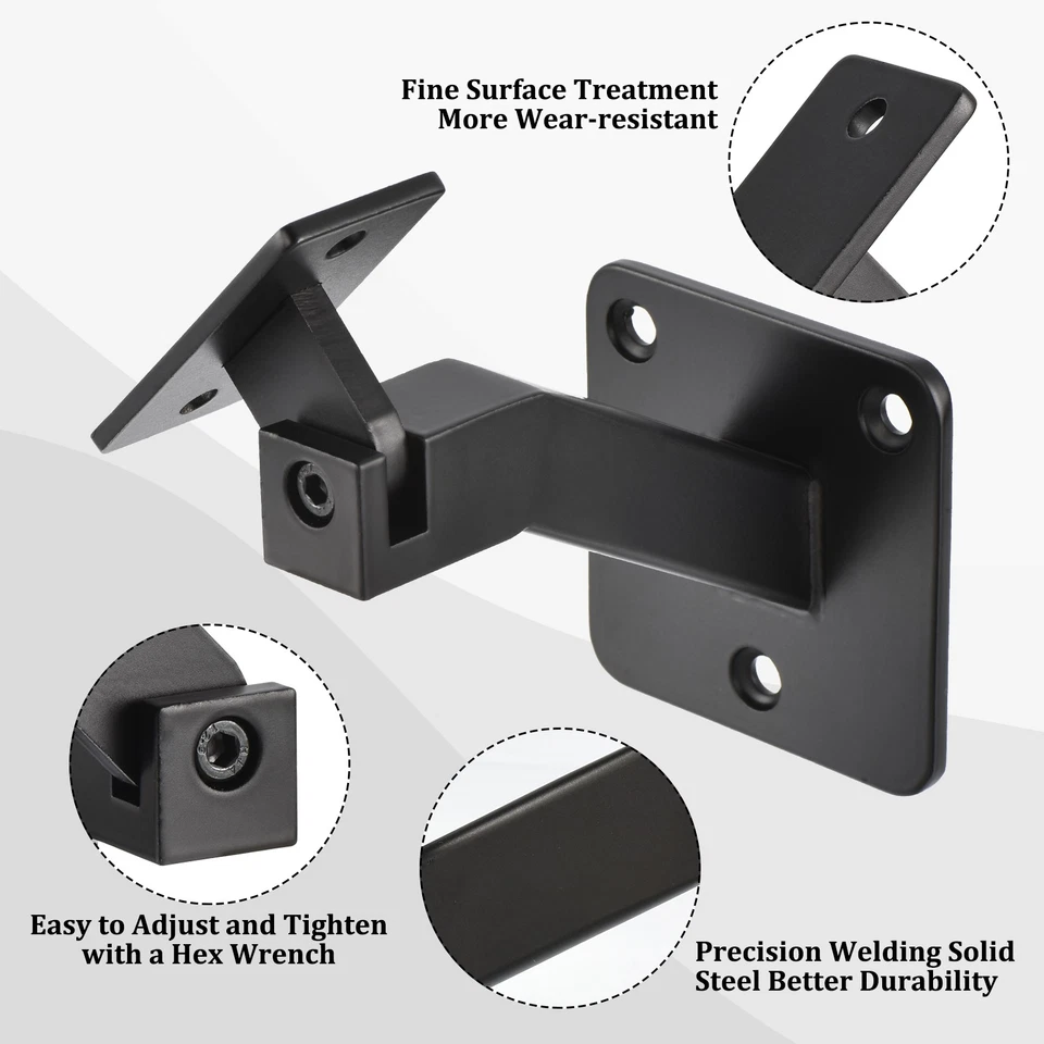 Black Swivel Hand Rail Brackets Adjustable Square Hand Rail Brackets (6pcs) Foto 3 de 4