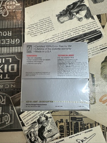 FACTORY SEALED VTG 3M High Density 3.5" Diskettes 11 Pack IBM Formatted DS HD - Afbeelding 3 van 6