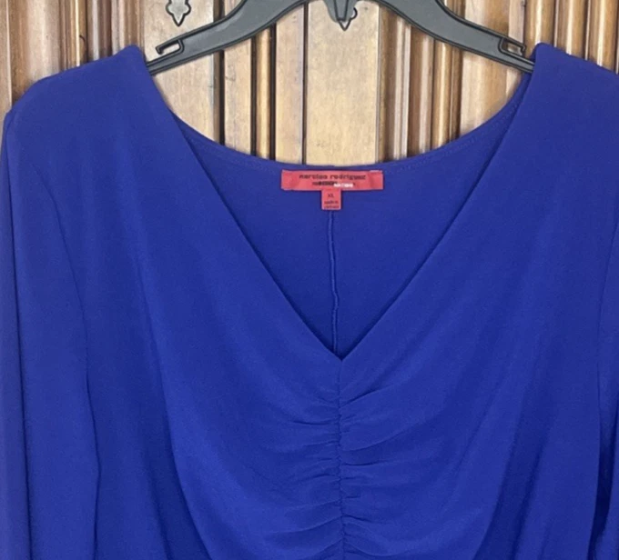 Narciso Rodriguez Design Nation Womens Top Extra Large XL Blue Ruched Flowing - Image 2 of 4