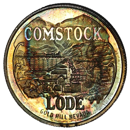 2014 Comstock Lode Gold Hill, Nevada 1 oz .999 Fine Silver Round - Toned!