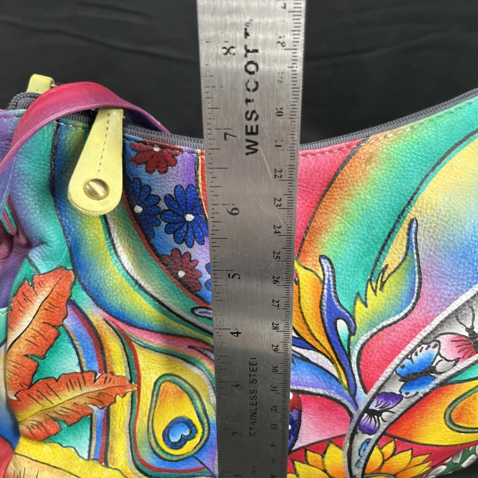 Seventh Avenue Crossbody Padded Floral Butterfly Leather Purse RARE Bright + - Image 3 of 4