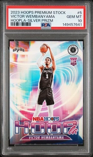 2023 HOOPS PREMIUM STOCK VICTOR WEMBANYAMA HOOPLA SILVER PRIZM PSA 10 GEM MINT