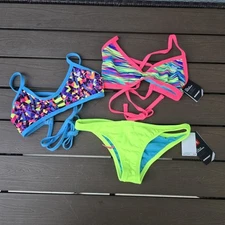 TYR Women's Mix & Match Crosscut Tieback Neon/multicolor Bikini Set Size M New