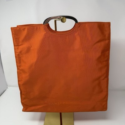 Anteprima Orange Nylon Metal Silver Handle Tote Authentic