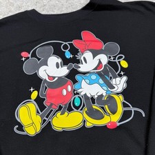 Disney Mickey Mouse Women's Crewneck Sweatshirt Black Pullover Soft Sz M New