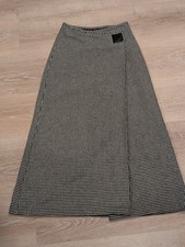 Vintage Ralph Lauren Maxi Skirt Size 0 Wool Blend Gray Plaid Cottagecore Prairie