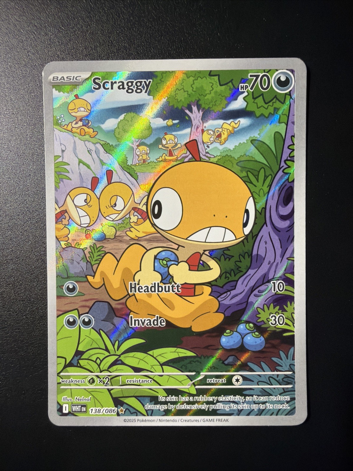 Scraggy 138/086 Illustration Rare Holo SV White Flare Pokémon TCG NM/M