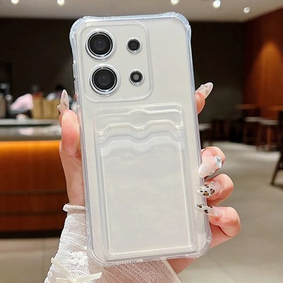Card Slot Clear Soft Phone Case Compatible with Xiaomi Redmi Note 14 13 12 Pro