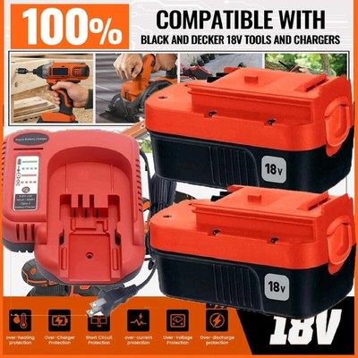 2X Battery for Black and Decker HPB18 18Volt HPB18-OPE /18V-24V Battery Charger