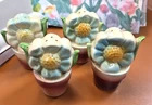 Set of 4 Vtg 1940's Shawnee Pottery Flower Pot Salt & Pepper Shakers ( 2 Pair)