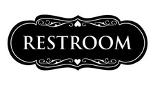 Designer Restroom Wall or Door Sign - Bathroom Signage  Durable Plastic and ...