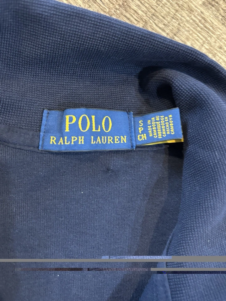 Chaqueta de Pista Polo Ralph Lauren Talla Pequeña Doble Punto Malla Azul Marino Rayas Foto 2 de 4