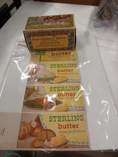 2 Vintage Butter Boxes Maple Grove STERLING food wrapper sample 1950s Creamery