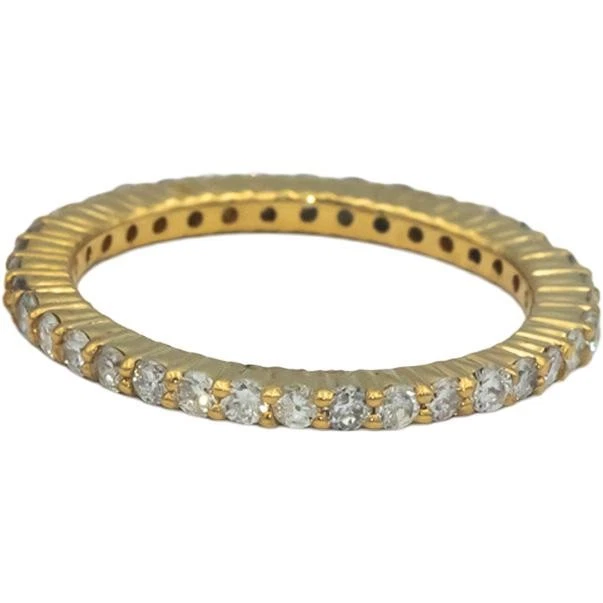 Anillo de oro amarillo de 18 quilates con banda apilable de diamantes de corte redondo de 0,75 quilates talla 6