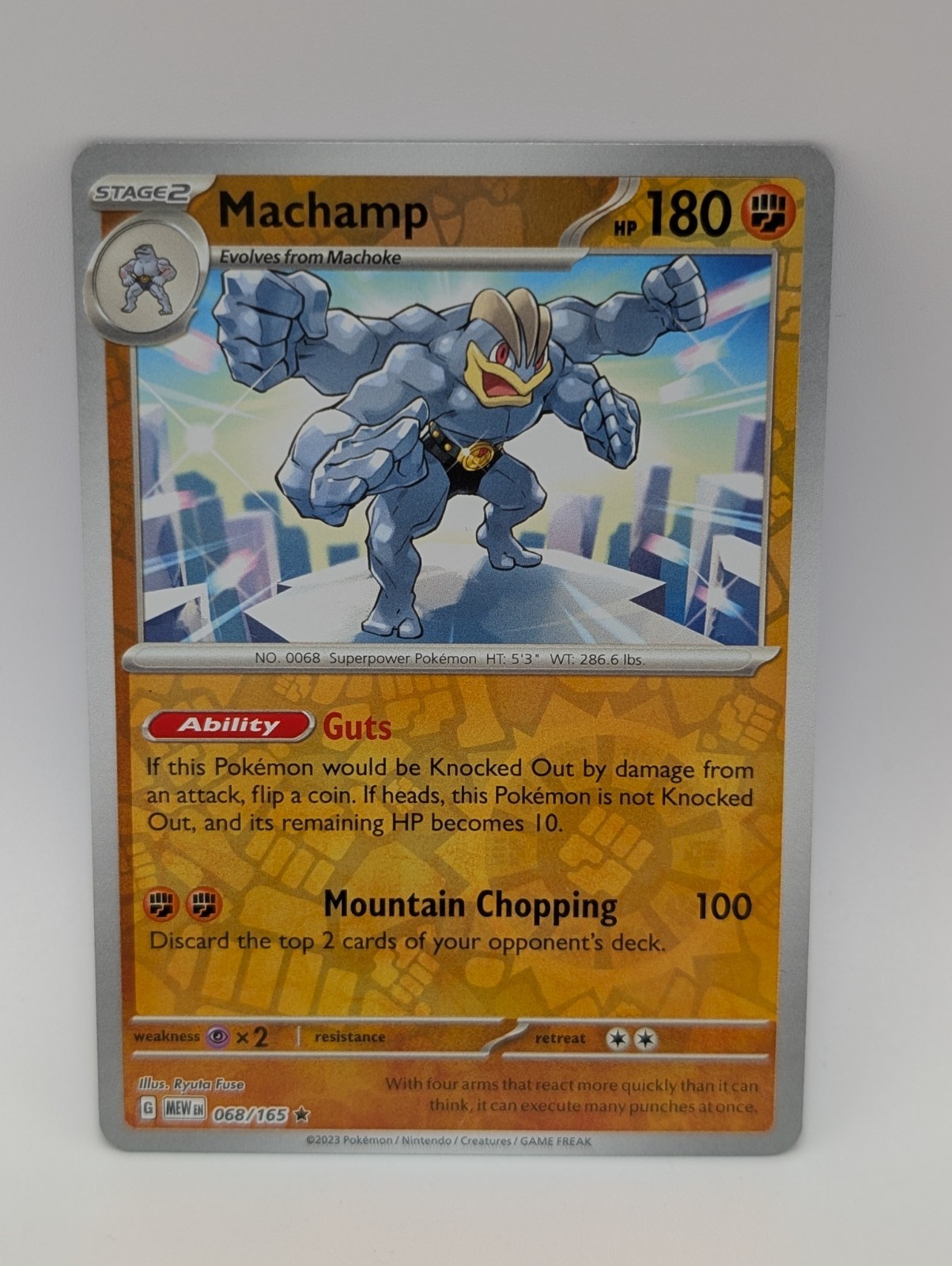 Machamp 68/165 Reverse holo Pokemon 151 NM +