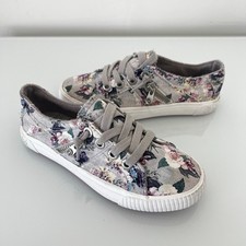 Blowfish Malibu Kids Slip On Sneakers Girl Size 4 Gray Floral Zipper