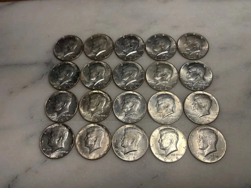 20 Kennedy 1968 D Half Dollars 40% Silver Very Good Condition # 10