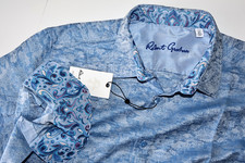 Robert Graham Shirt Sarkis Embossed Blue Classic Fit New LS Extra Large XL