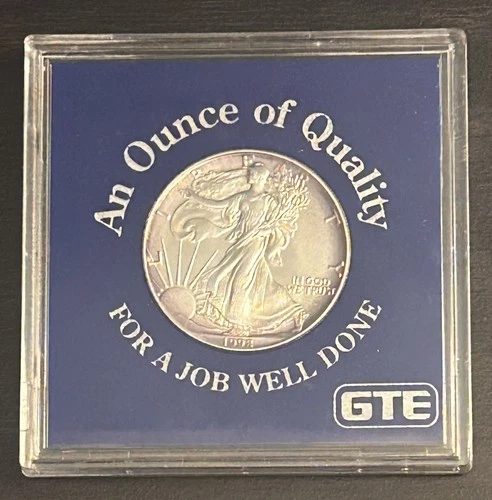 1992 American Silver Eagle 1 Troy Oz .999 Fine Silver GTE JOB WELL DONE CASE #2