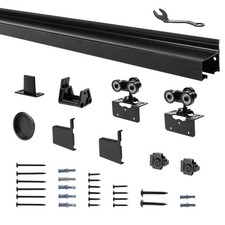 96" Interior Rail Sliding Door Hardware Kit, Wall Mount Aluminum Alloy Slidin...