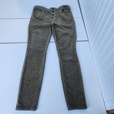 Ann Taylor Loft Pants Womens Green Corduroy Button Fly High Rise Skinny Ankle 6