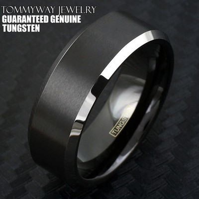 #ad 6 8mm Tungsten Carbide Men#x27;s amp; Women Black Brushed Silver Edge Wedding Band Ring $13.99