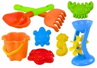 Zestaw Do Piasku Wiaderko MłYnek Sitko Foremki 9 El Kolorowy Lean Toys