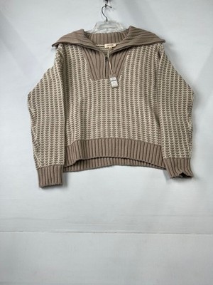 HAVEN WELL WITHIN Cotton Blend Contrast Stitch Sweater Women's Size S 