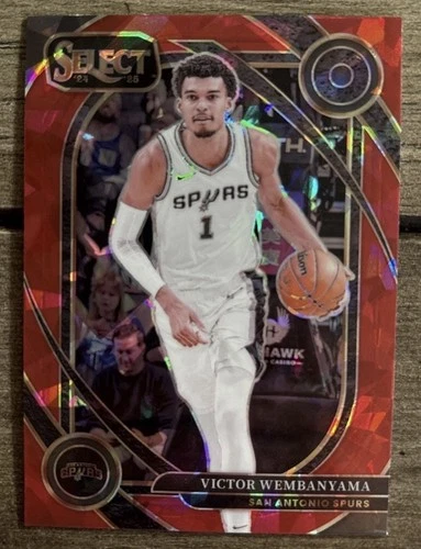 2024-25 Panini Select Premier Level Victor Wembanyama #102 Red Cracked Ice Prizm